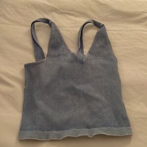 Ribbed tank, light blue with white fade details